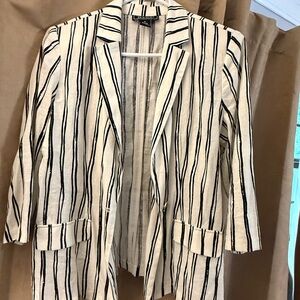 NYC Black and Cream Striped linen Blazer